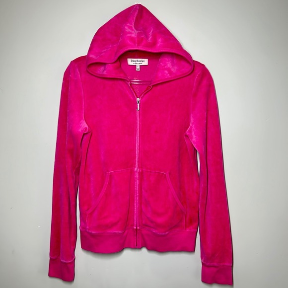 Juicy Couture Velour Hoodie‎ Full Zip Up Jacket We The Juicy Sequin Pink Large - Picture 6 of 13